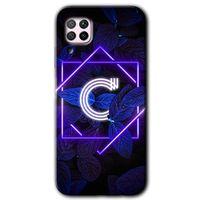 Huawei P40 Lite Kılıf Kapak - Dark Neon Yaprak C Harfi +Hayalet Ekran Yandan Gözükmez