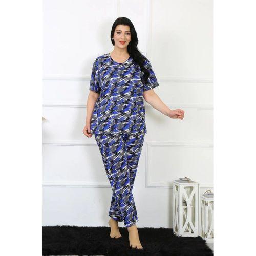 Kadın 5xl-6xl-7xl-8xl Büyük Beden Kısa Kol Pijama Takım Saks