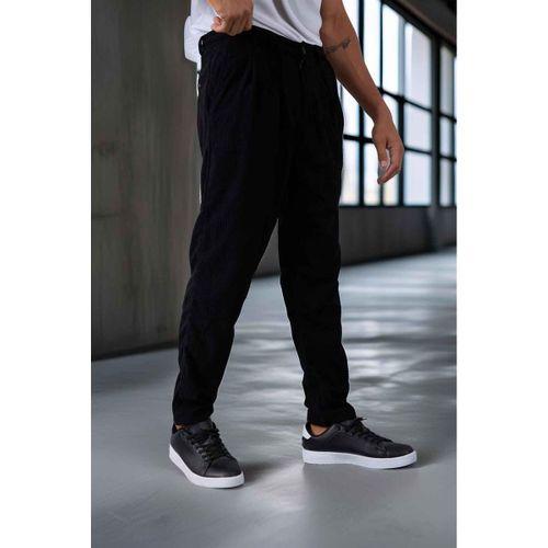 Roy Regular Fit Beli Lastikli Fitilli Kadife Kumaş Fermuarlı Jogger Erkek Pantolon - Siyah