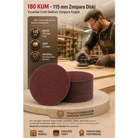 12 ADET 180 KUM Yuvarlak Cırtlı Zımpara Diski 115 mm Deliksiz Zımpara Kağıdı 723218