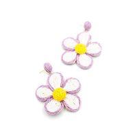 Kumaş Papatya Küpe - Mor