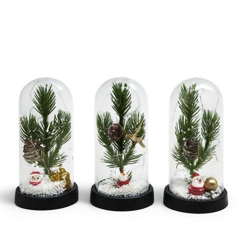 Yılbaşı Temalı Işıklı  Dekoratif Cam Fanus Alk5074