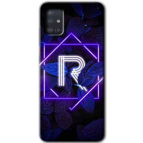 Samsung Galaxy A51 HD Baskılı Kılıf + 9D Tam Ekran Koruyucu - Dark Neon Yaprak R Harfi