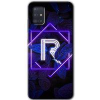 Samsung Galaxy A51 HD Baskılı Kılıf + 9D Tam Ekran Koruyucu - Dark Neon Yaprak R Harfi