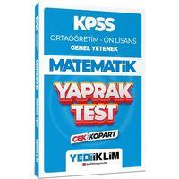 2024 KPSS Ortaöğretim Ön Lisans Genel Yetenek Matematik Çek Kopart Yaprak Test Yediiklim Yayınları