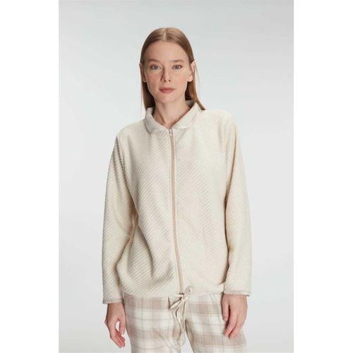 Kadın Fermuarlı Uzun Kollu Viskon & Pamuklu Pijama Takımı – Yumuşacık Dokulu, Ev Şıklığı