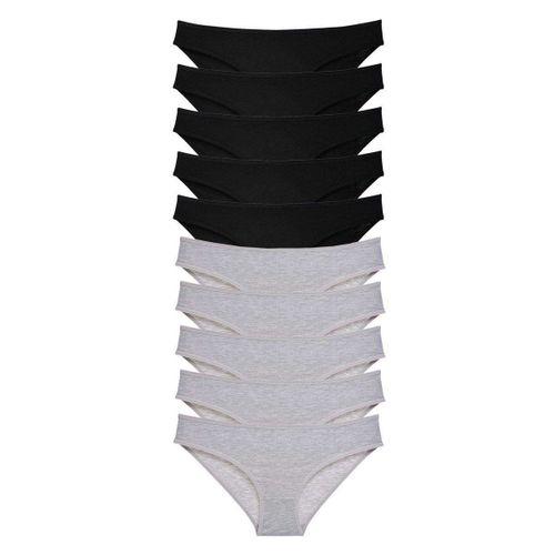 10 adet Süper Eko Set Likralı Kadın Slip Külot Siyah Gri