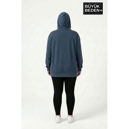 Kadın Büyük Beden Kapşonlu A Baskılı ince Swatshırt SPR26BSWK957-12