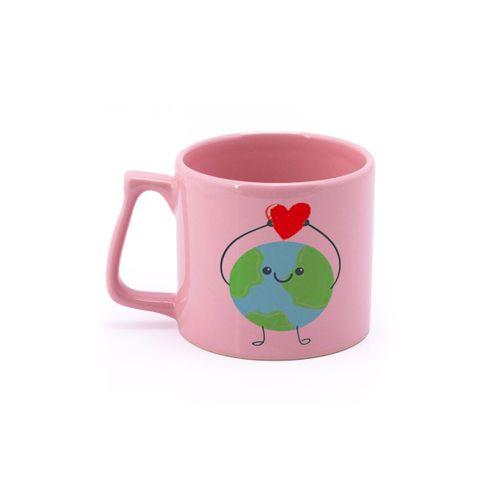 Sevgililer Gününe Özel Dünya Baskılı Pembe Çay Kahve Kupası