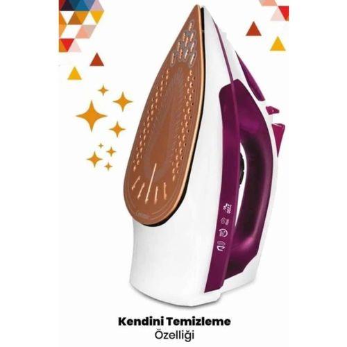 Yeni Nesil Kırmızı Buharlı Ütü 2200 Watt Seramik Tabanlı Yüksek Buhar Gücü