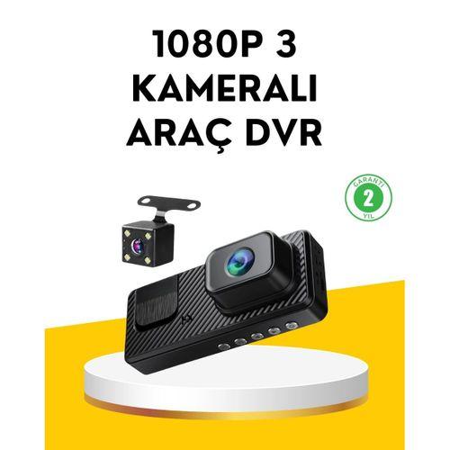 3 Kameralı Araç İçi Dvr Kayıt Cihazı  Ön İç Arka Kamera Full Hd