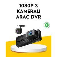 3 Kameralı Araç İçi Dvr Kayıt Cihazı  Ön İç Arka Kamera Full Hd