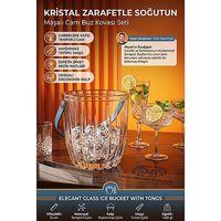 Maşalı Cam Buz Kovası Şık Kristal Kesim Kulplu Isıya Dayanıklı Sunum Ve Kokteyl Servis Seti  723481