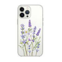 iPhone 13 Pro Lavender Desenli Premium Silikonlu Şeffaf Telefon Kılıfı