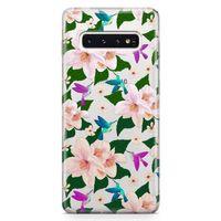 Samsung Galaxy S10 Kılıf Karanfil Kuşlar Arka Kapak Koruma Desenli Full Koruyucu