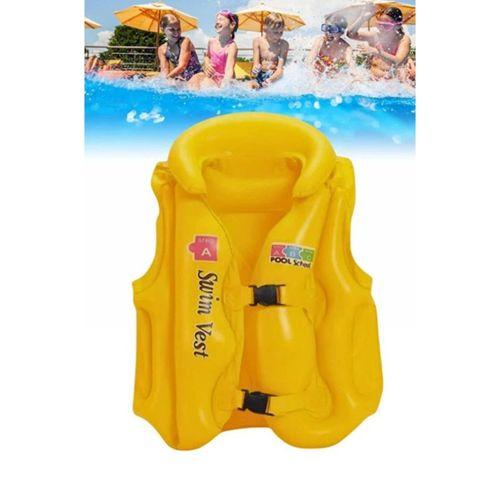 Şişme Sarı Renk ABC Desen 3-7 Yaş Deniz ve Havuz Şişme Yelek