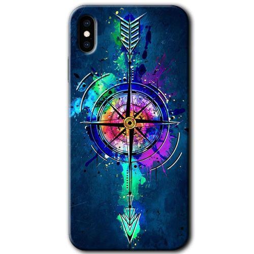 MRCİLETİSİM iPhone X Kılıf Baskılı Kapak - Gizemli Pusula + 5D Tam Kaplayan Cam
