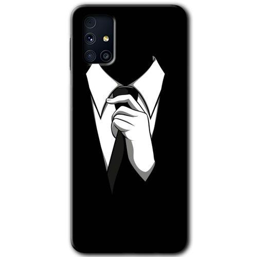 MRCİLETİSİM MRCİLETİSİM Samsung Galaxy M31s Kılıf HD Desen Baskılı Arka Kapak + Temperli Cam - Smokin