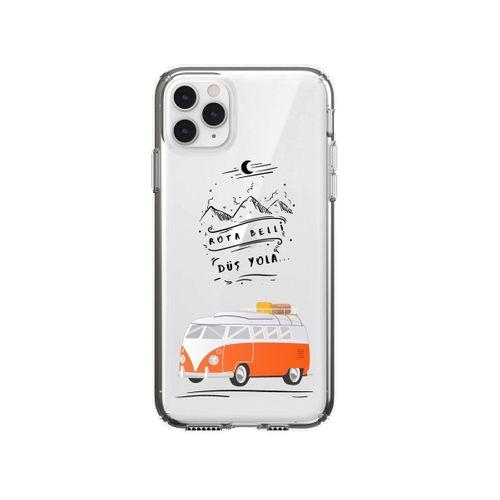 iPhone 11 Pro Rota Belli Desenli Premium Şeffaf Silikon Kılıf
