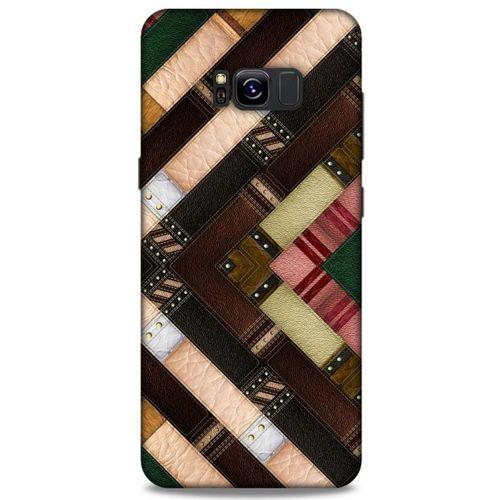 Samsung Galaxy S8 Plus Kılıf Patchwork (7) Telefon Kılıfı Koyu Kahverengi