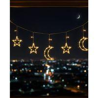 Büyük Ay Yıldız Led Ramazan Süsü Sıcak Beyaz Dekoratif Işık