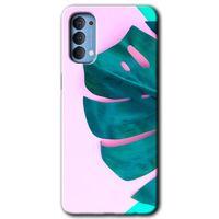 MRCİLETİSİM Oppo Reno 4 Kılıf HD Desen Baskılı Arka Kapak + Temperli Cam - 3D Yaprak