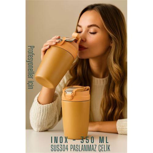 Modacar Inox Çelik Kahve Bardağı - 350 ml  SUS304 Çelik Termos Profesyonel LATTE