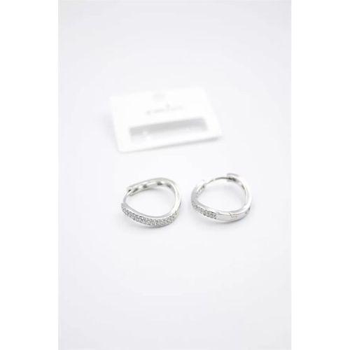 Taşlı Halka Küpe - Gümüş