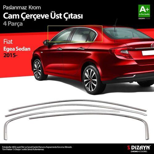 S-Dizayn Fiat Egea SD Krom Cam Üst Çıtası 4 Prç. 2015 Üzeri (Mat Krom) A+ Kalite