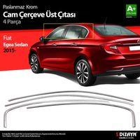 S-Dizayn Fiat Egea SD Krom Cam Üst Çıtası 4 Prç. 2015 Üzeri (Mat Krom) A+ Kalite