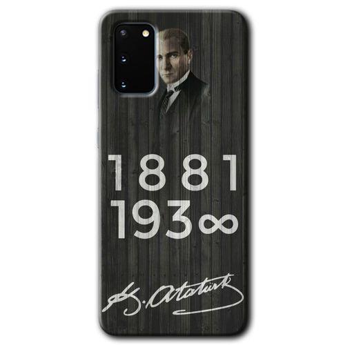 Galaxy S20 Kılıf HD Desen Baskılı Arka Kapak - Atatürk Ahşap İmza + Kırılmaz Cam