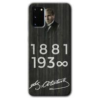 Galaxy S20 Kılıf HD Desen Baskılı Arka Kapak - Atatürk Ahşap İmza + Kırılmaz Cam