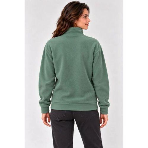 Polar Dik Yaka Yarım Fermuarlı Uzun Kollu Regular Fit Kışlık Sweatshirt - Mint Yeşili