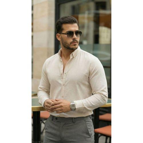 Erkek Uzun Kollu Rahat Keten Gömlek