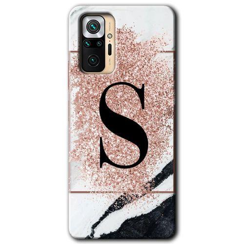 Potkal Hediye Fabrikası Xiaomi Redmi Note 10 Pro Kılıf HD Desen Baskılı Arka Kapak - Pembe Mermer Desenli S Harfi