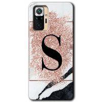 Potkal Hediye Fabrikası Xiaomi Redmi Note 10 Pro Kılıf HD Desen Baskılı Arka Kapak - Pembe Mermer Desenli S Harfi