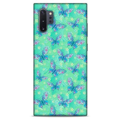 Samsung Galaxy Note 10 Plus Kılıf Kelebek Etkisi (10) Full Koruma Kılıfı Fuşya Yeşil