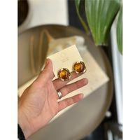 Taşlı Küpe - Kahverengi