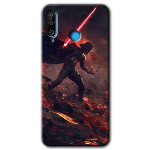 Huawei P30 Lite Kılıf Baskılı Kapak - Darh Vader Wars + 5D Tam Kaplayan Cam