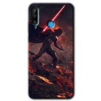 Huawei P30 Lite Kılıf Baskılı Kapak - Darh Vader Wars + 5D Tam Kaplayan Cam