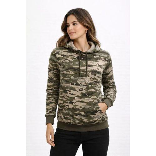 Kamuflaj Desenli 2 İplik 4 Mevsim Kapüşonlu Kanguru Cepli Hoodie Sweatshirt - Kamuflaj