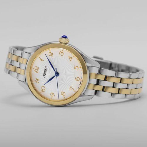 Seiko SUR380P Quartz Çelik Altın/Gri Beyaz Kadran 29 mm Kadın Kol Saati