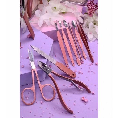 Profesyonel Çantalı Tırnak Bakım Manikür Seti Pembe Renk 12 Parça