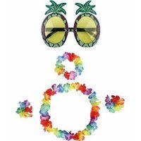 Renkli Ananas Gözlük, Taç, Kolye Ve Bileklik Seti
