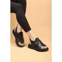 Nesica Siyah-Bej Renkli Süet Deri Lastikli Paraşüt Kumaş Yürüyüş Ayakkabı