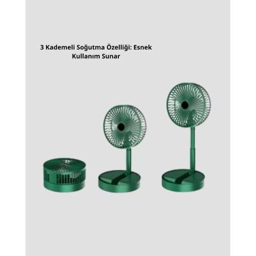 Katlanabilir Mini Fan – 3 Kademeli Soğutma, Şarjlı