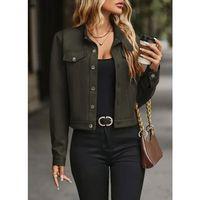 Kadın Uzun Kollu önden Düğmeli Kısa Süet Ceket