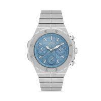 Ferro Quartz Çelik Metalik Gri Turkuaz Kadran 42 mm Erkek Kol Saati