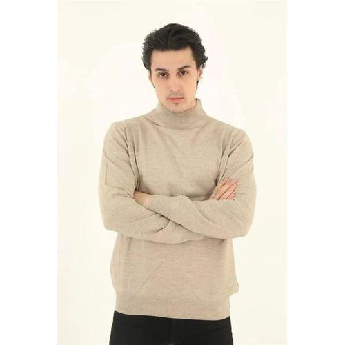 Erkek Yarım Balıkçı Yaka Triko Kazak - Bej