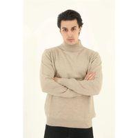 Erkek Yarım Balıkçı Yaka Triko Kazak - Bej